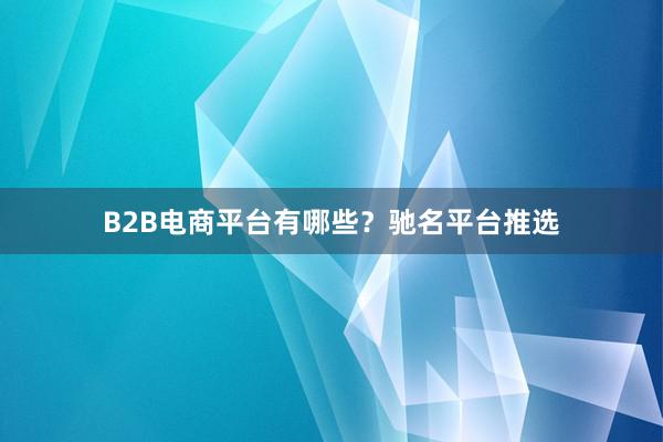 B2B电商平台有哪些?驰名平台推选